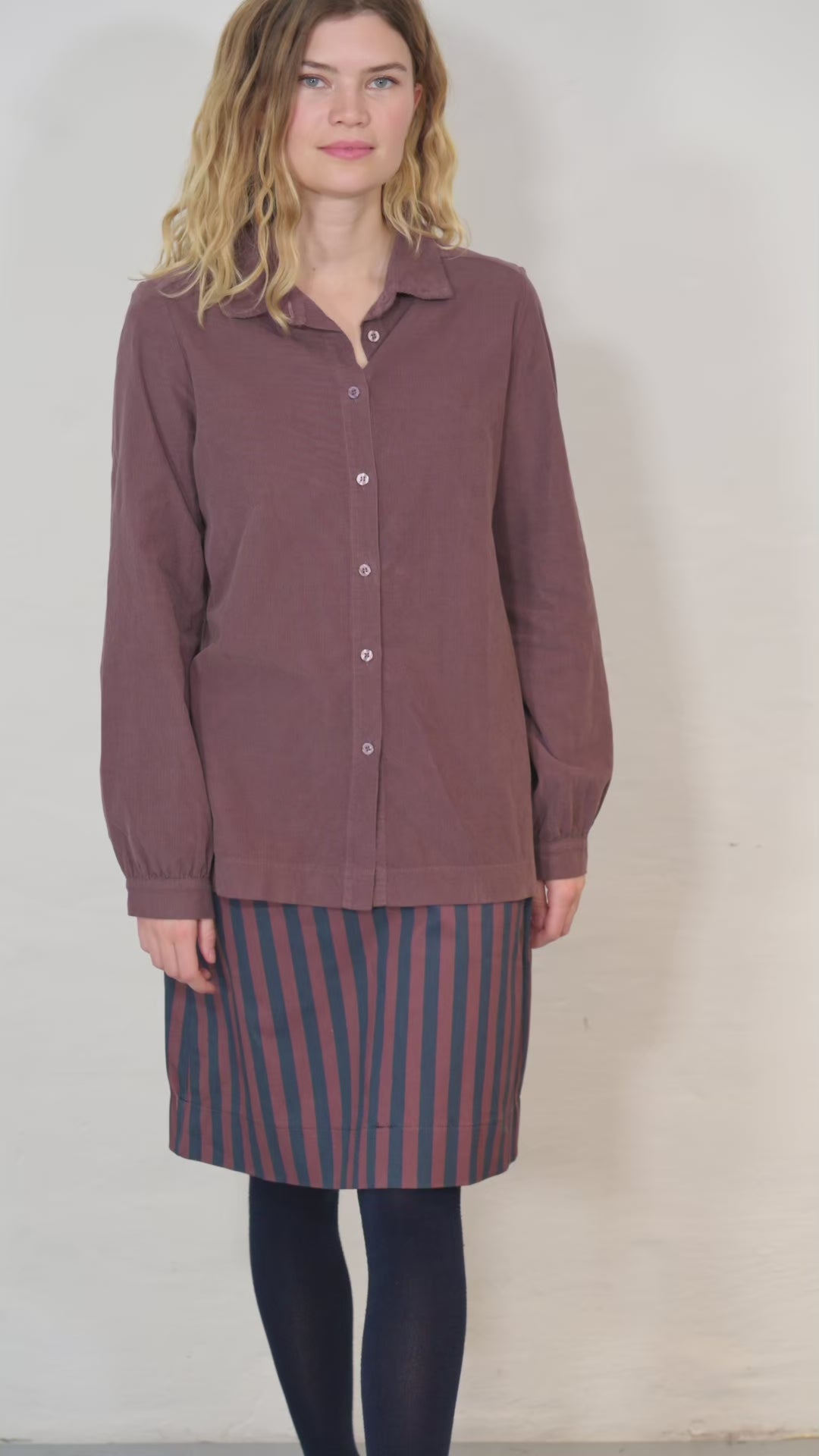 Danerosemary Cord Shirt Grey Plum