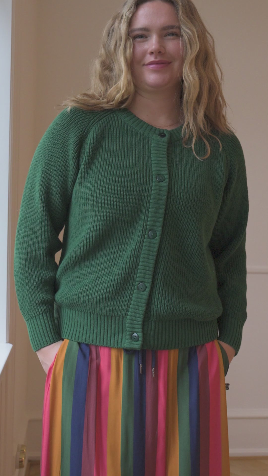 Danechunk Cotton Rib Cardigan Dk Pine
