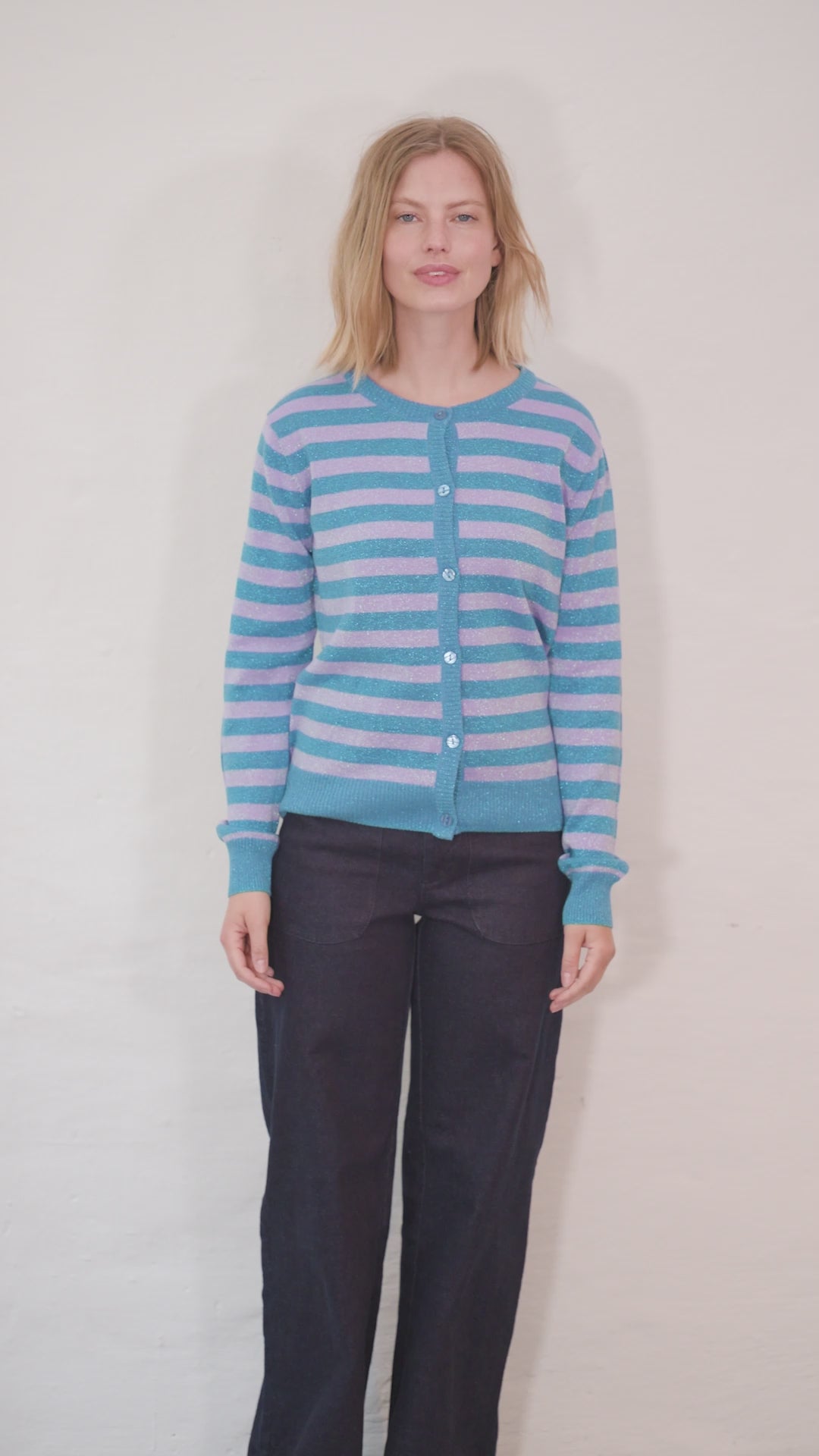 Danesaga Glitter Cardigan Light Lilac/Faded Blue