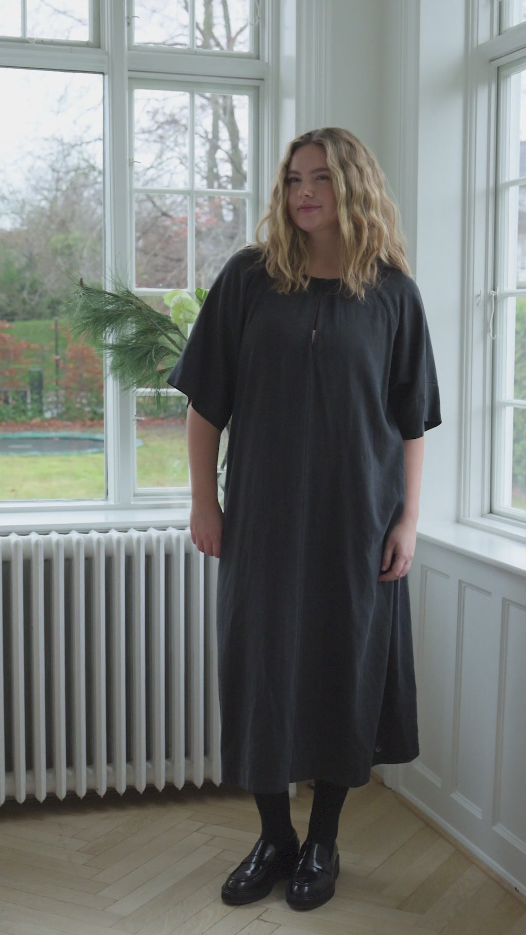 Danehostess Heavy Linnen Dress Black