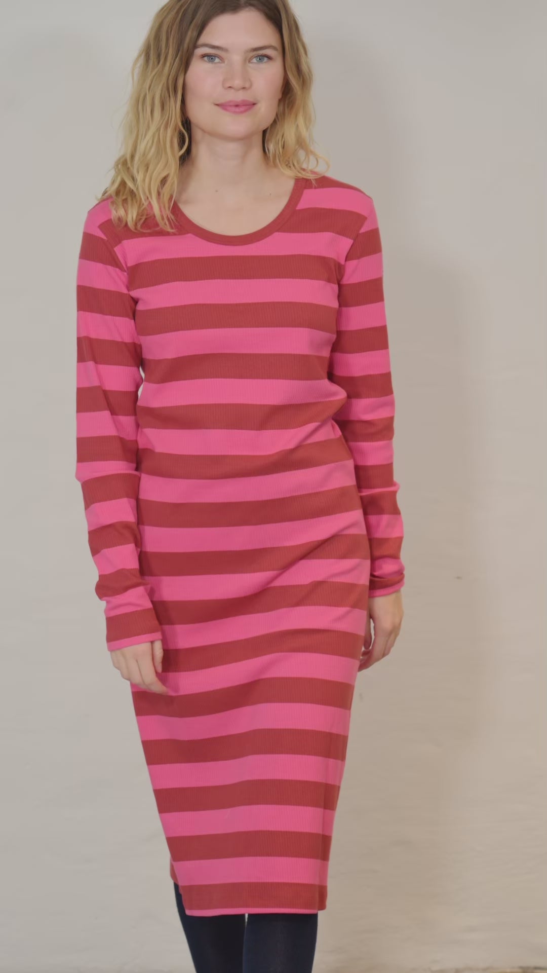 Danicon LS Ribbing Dresss Chili/Soft Cherry