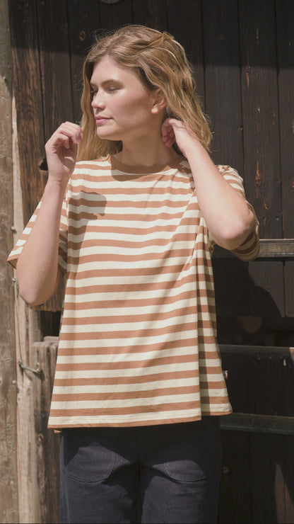 Danebasic Boxy Tee Light Beige/Mokka