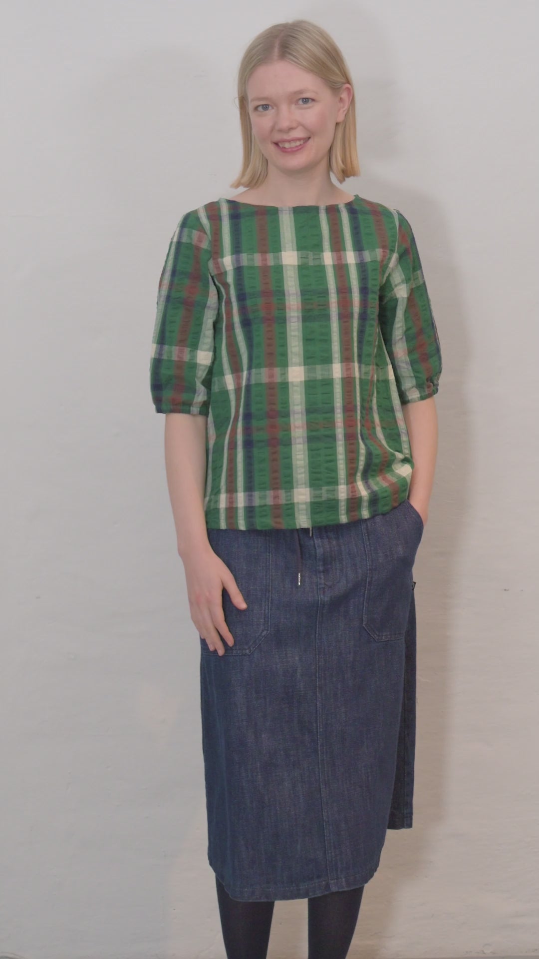 Danecremant Seersucker Shirt Dk Pine CHECK