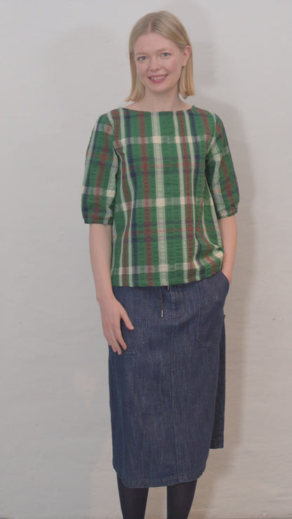 Danecremant Seersucker Shirt Dk Pine CHECK