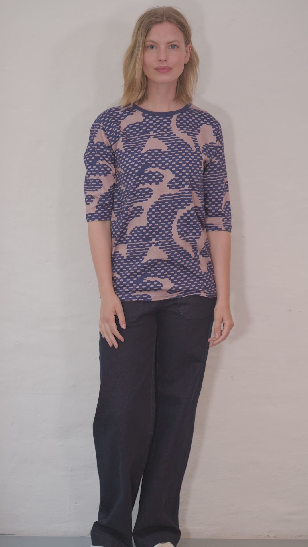 Danemanna Modal Tee Quail/Dark Blue HALFTONE