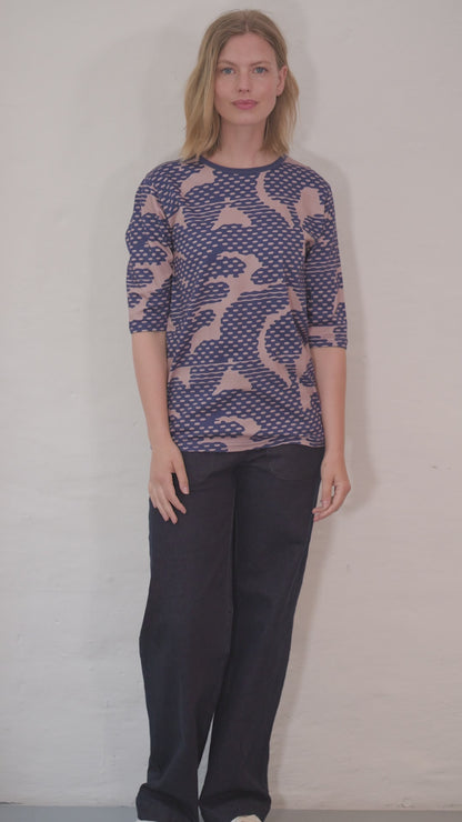 Danemanna Modal Tee Quail/Dark Blue HALFTONE
