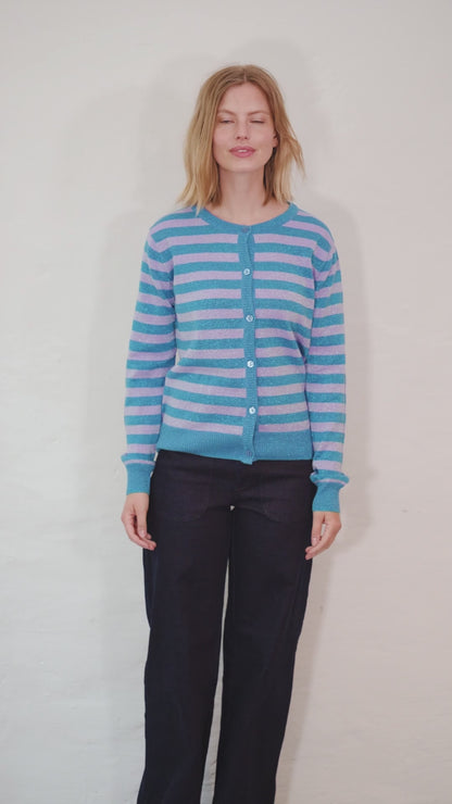 Danesaga Glitter Cardigan Light Lilac/Faded Blue