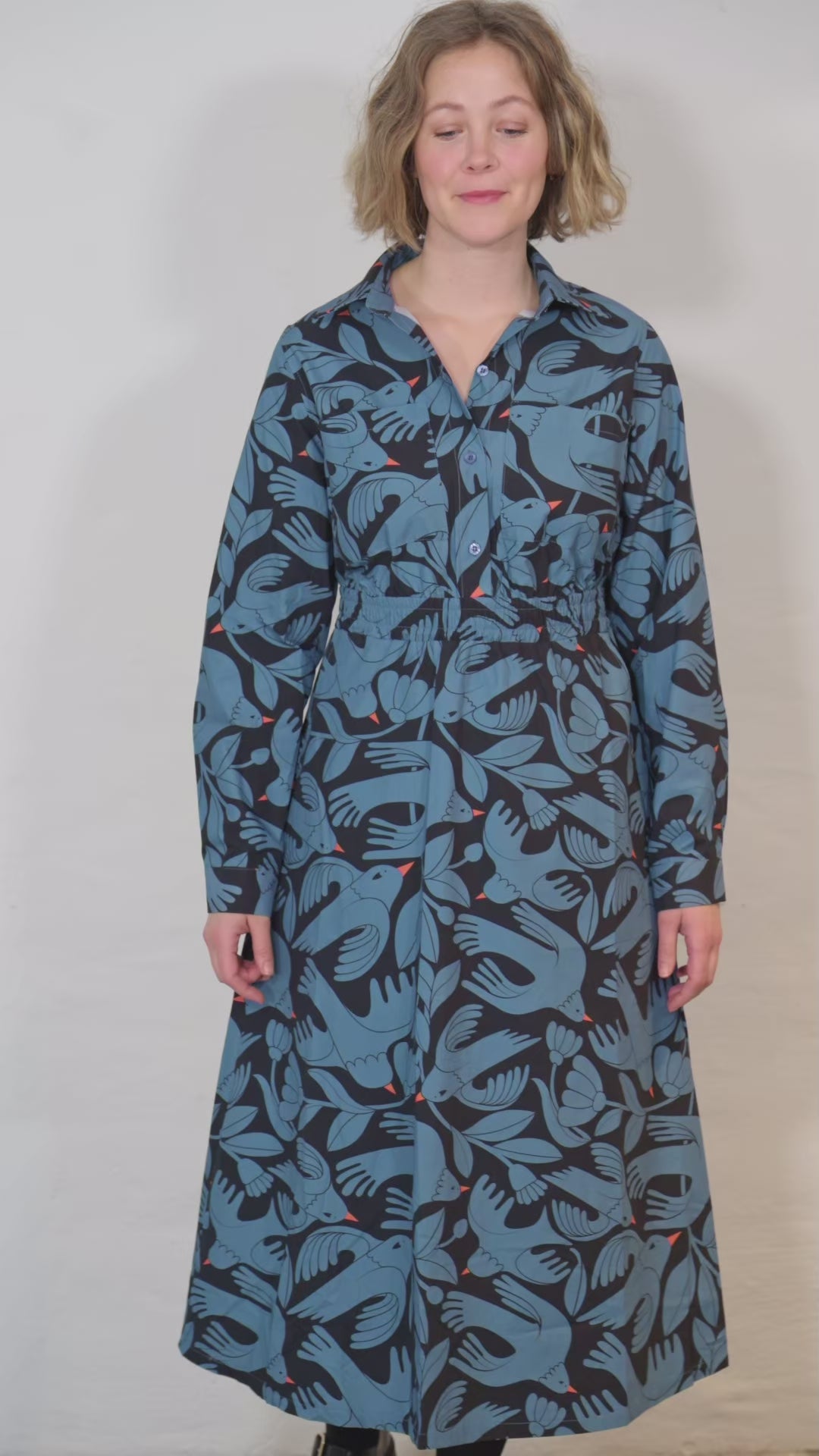 Danegrundtvig Poplin Stretch Dress Black/Porcelaine BIRDIEUP