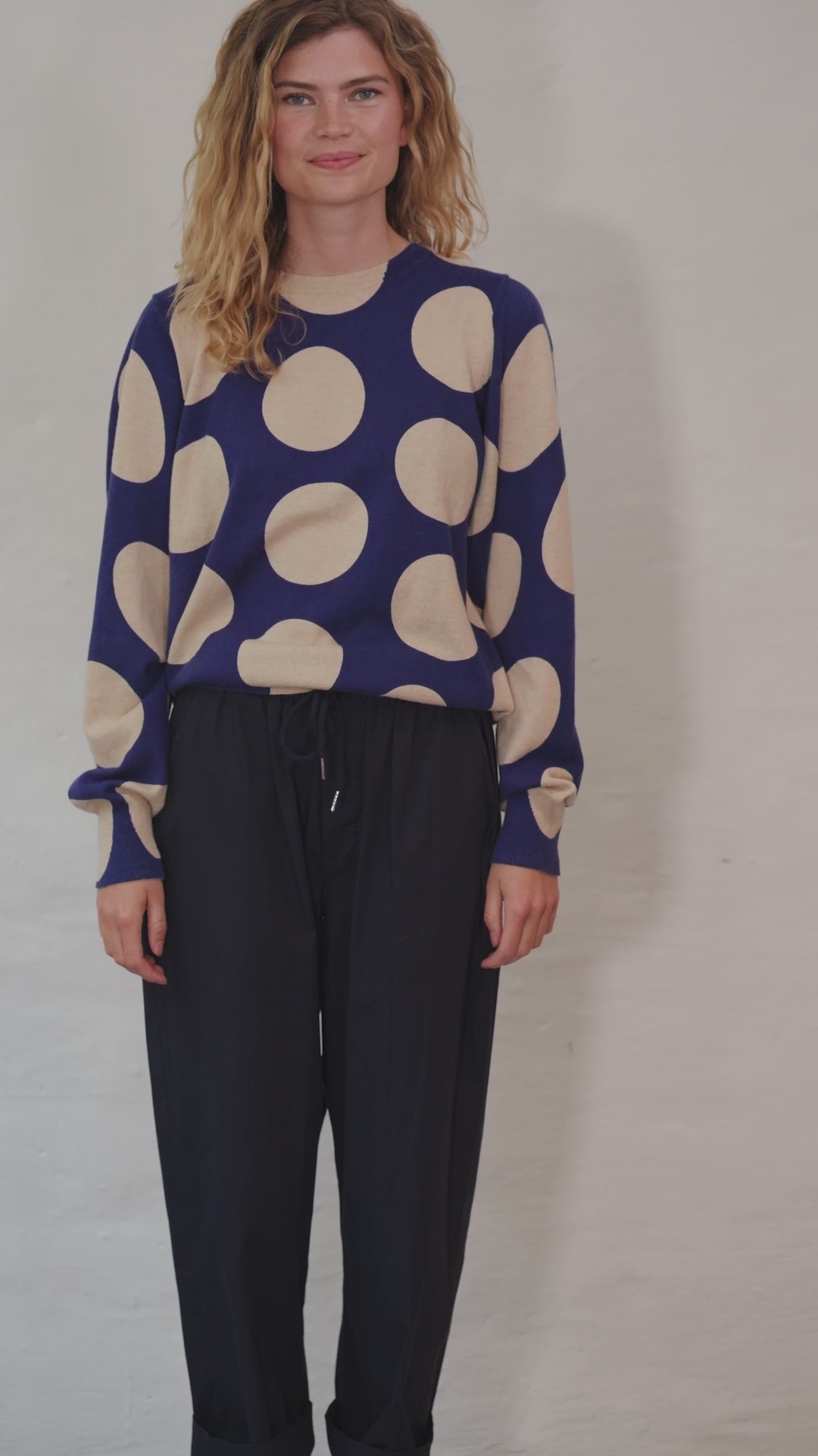Danesvale Wool-Mix AOP Sweater Dark Blue/Light Beige MEGADOT