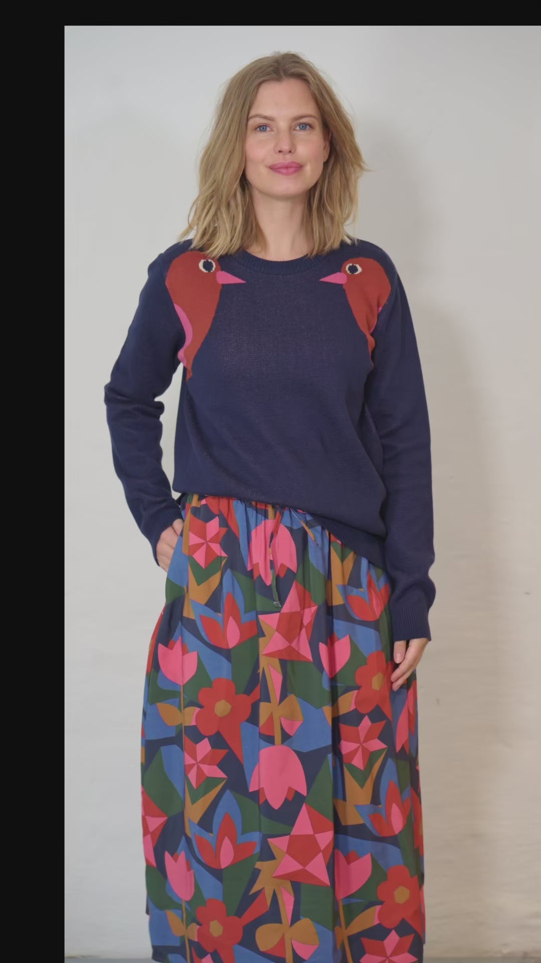 Danepearly Cotton Sweater Dark Navy BIRD