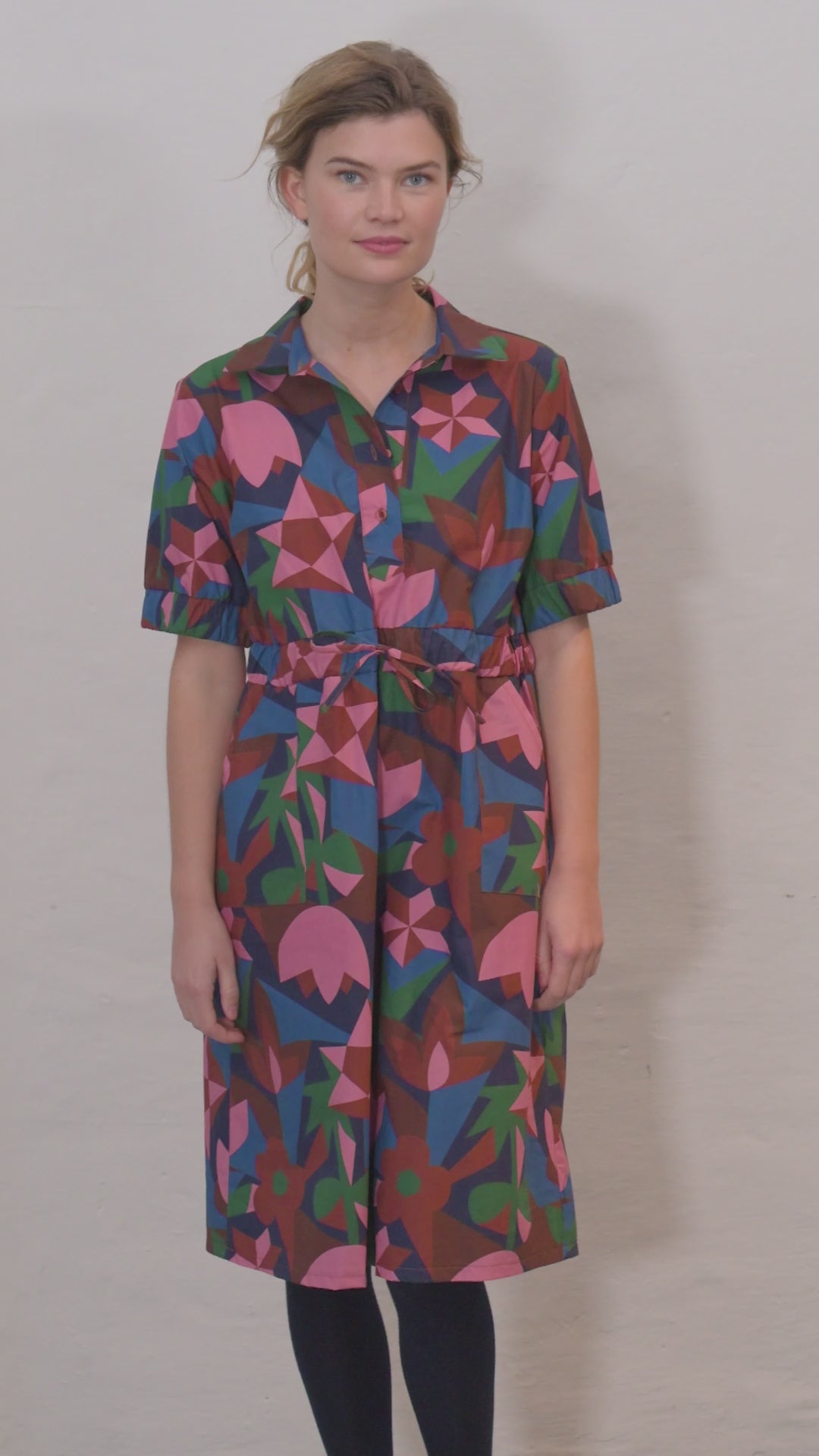 Danesusanne Poplin Dress Ocean Blue GEOFLEUR