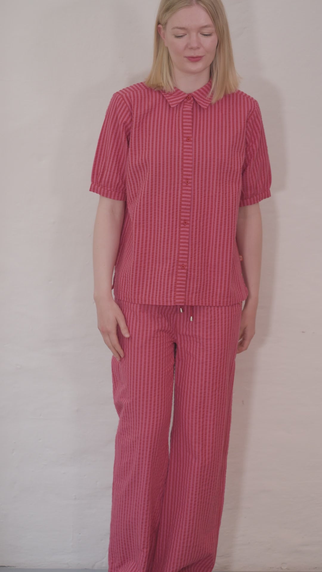 Danenynne Seersucker Pants Chili/Soft Cherry
