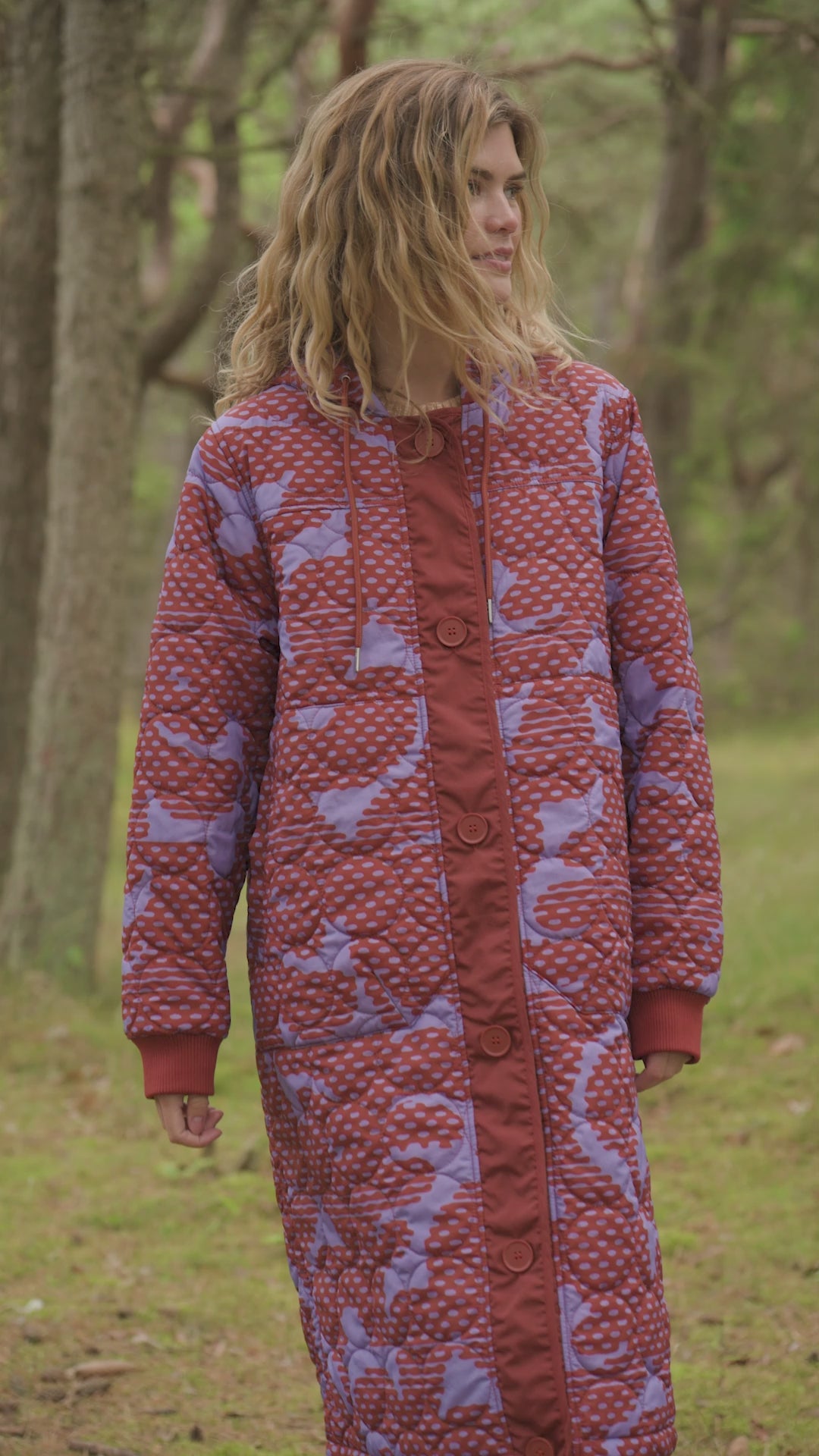 Danemeddow Aop Thermo Coat Light Lilac/Chili HALFTONE