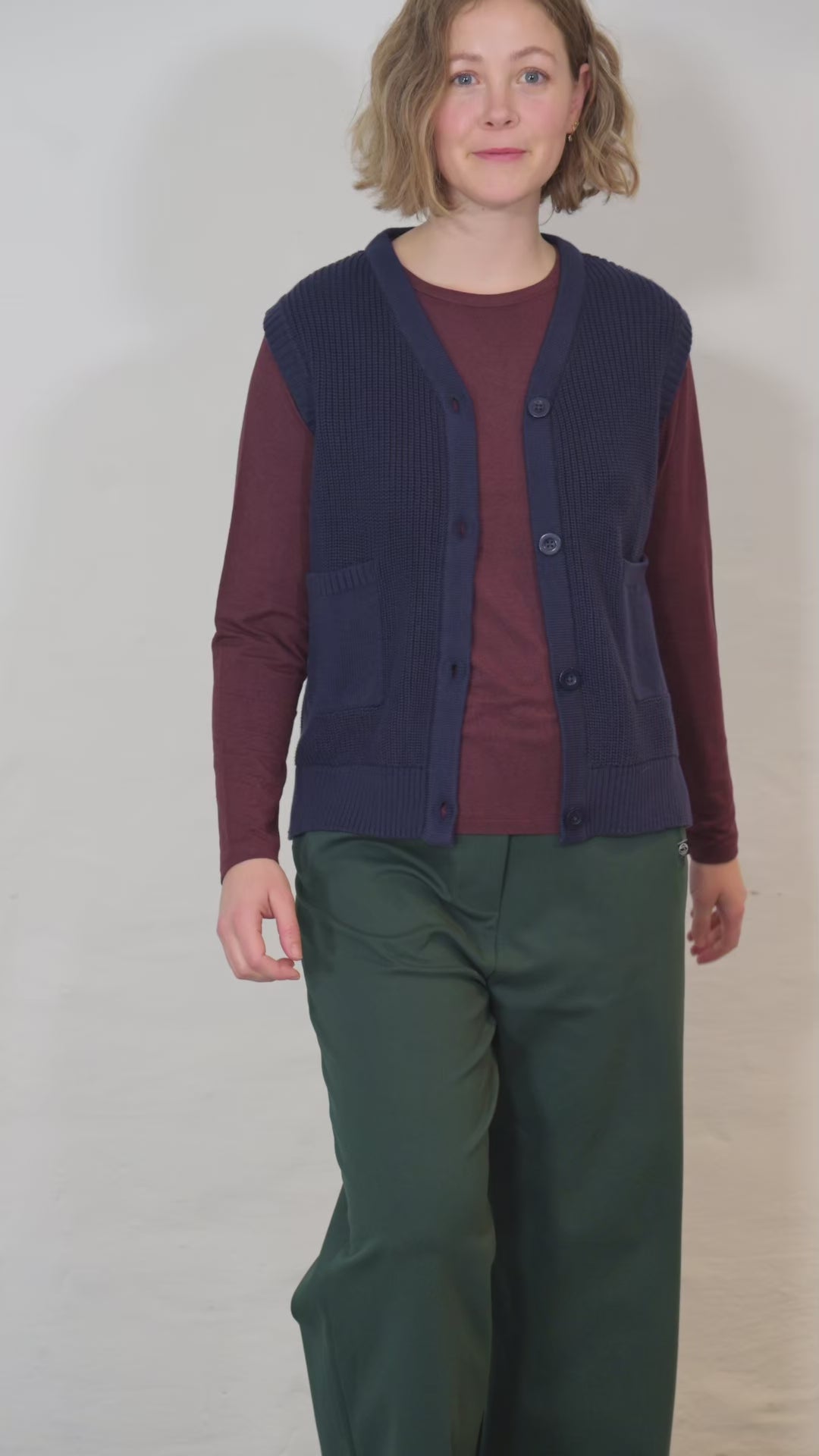 Danegentle Cotton Sweater Vest Dark Navy