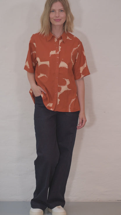 Daneblomme SS Seersucker Shirt Chili/Nougat TROPSTATIC