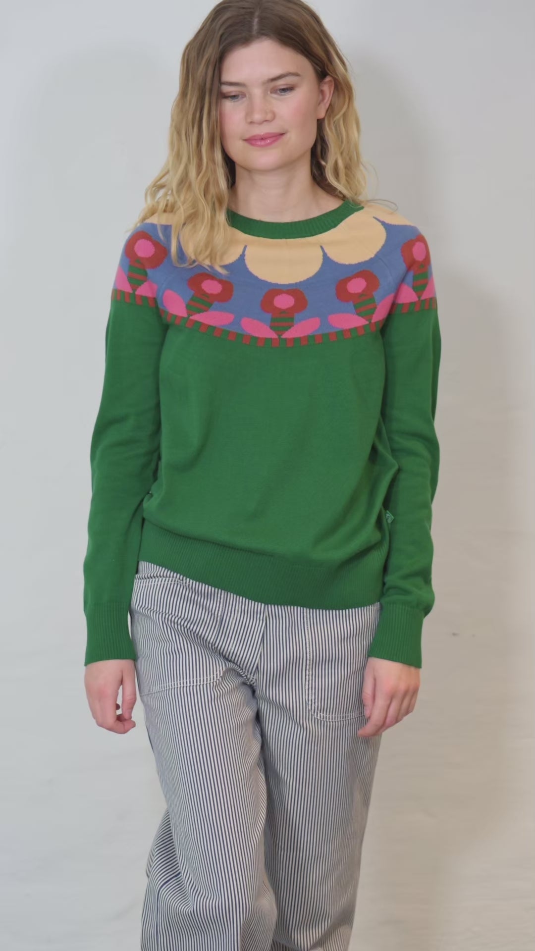 Danebright Lights Cotton Sweater Dark Pine FLOWER