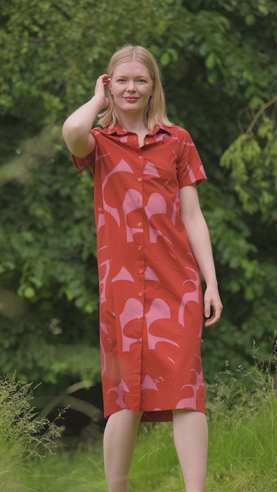 Danepippi SS Poplin Dress Chili/Soft Cherry TROPS