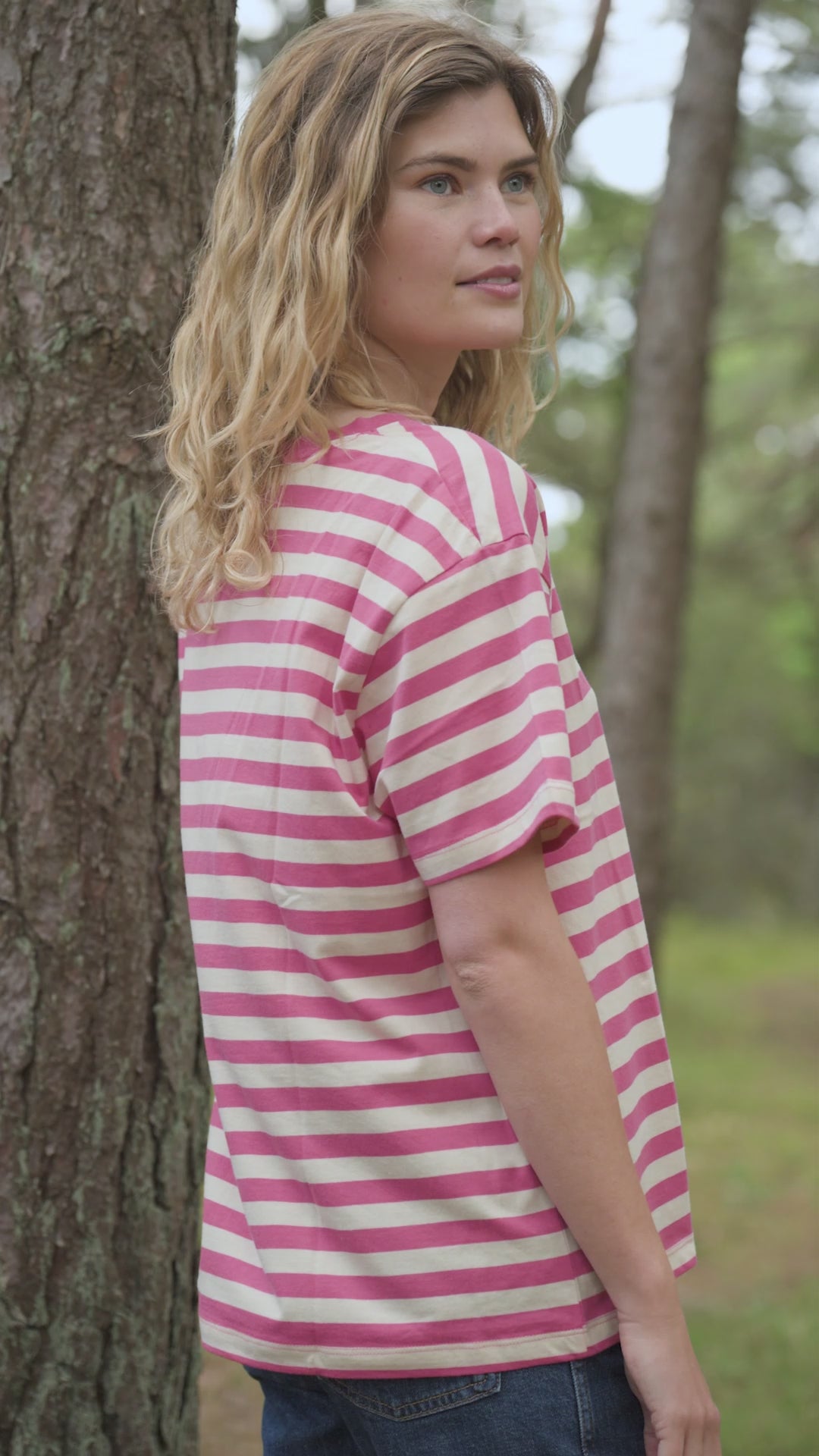 Danebasic Boxy Tee Soft Cherry/Light Beige