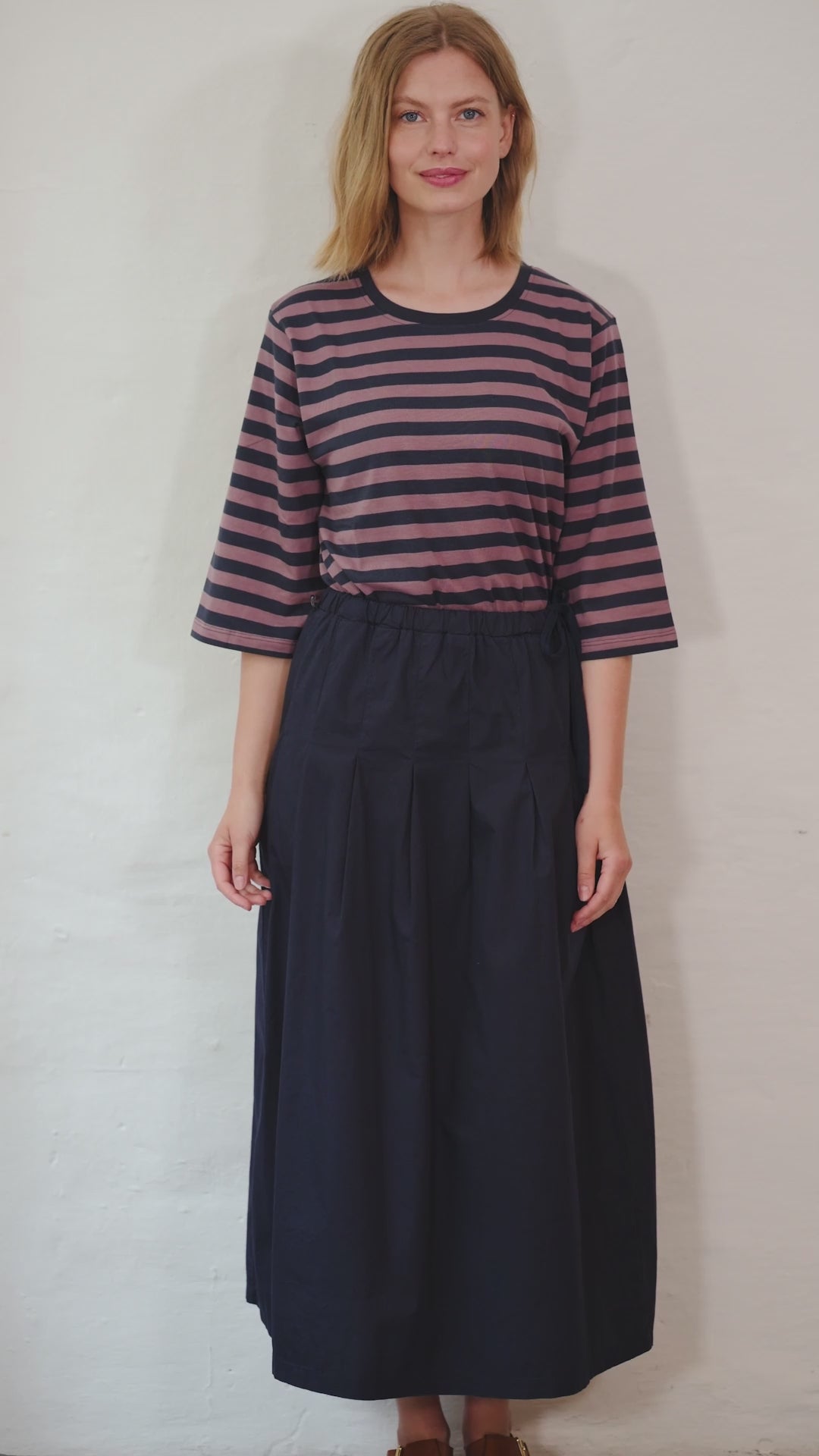 Daneminna Smooth Poplin Skirt Dark Navy