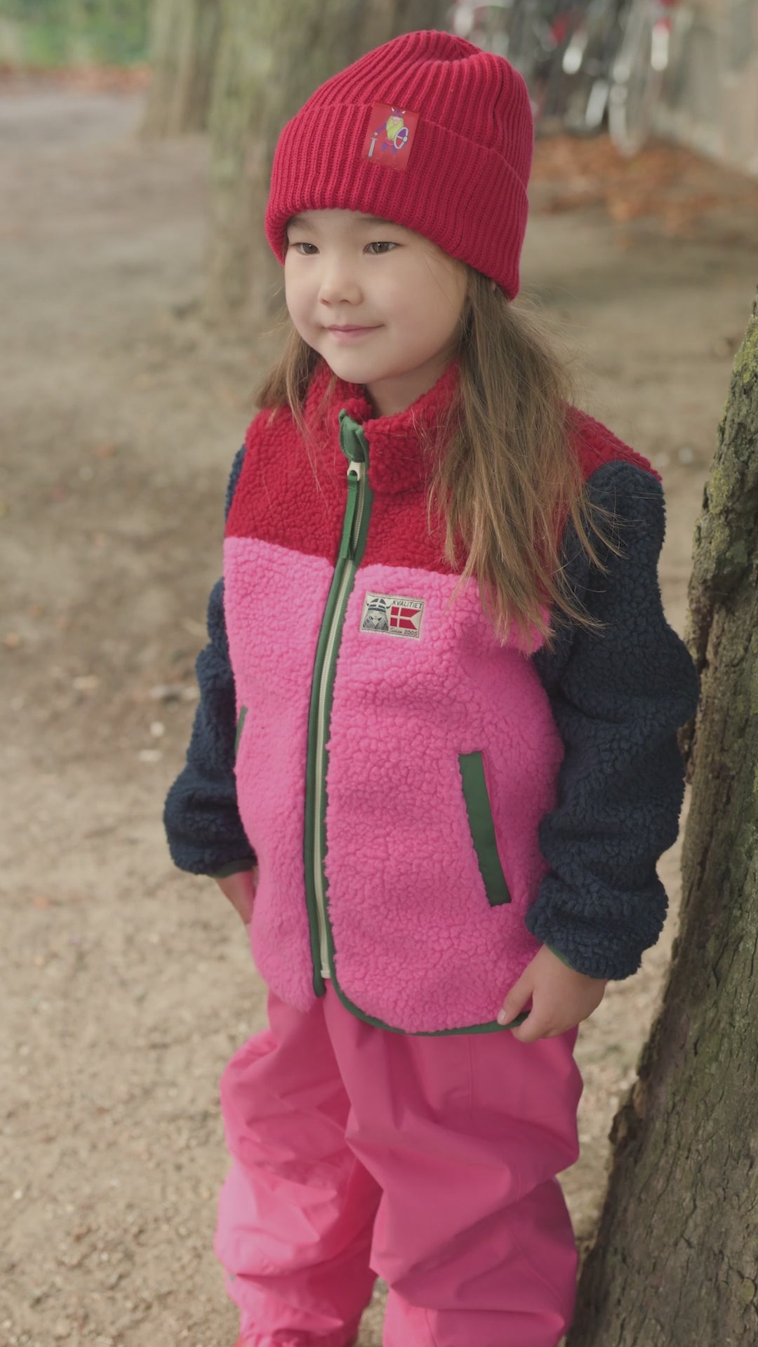 Danebaever Fleece Jacket Dk Red/Dk Navy/Spicy Pink/Dk Pine