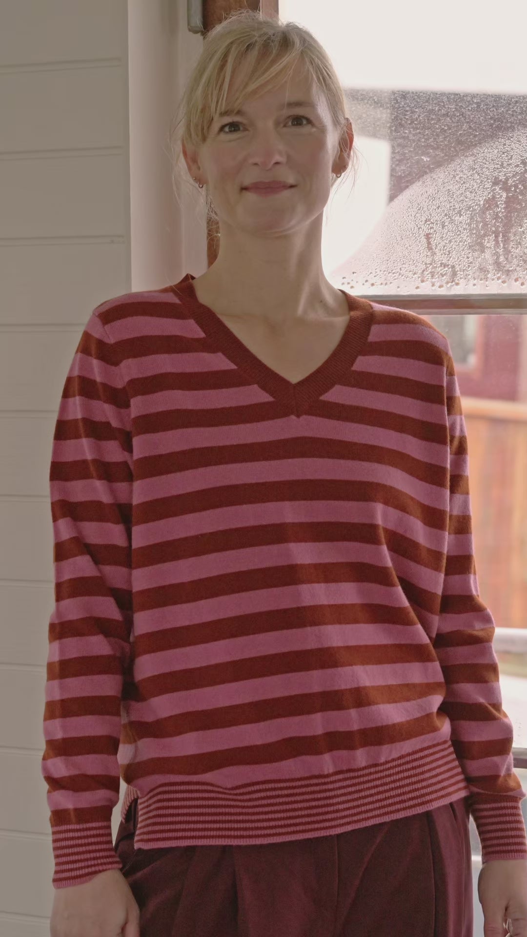 Danenote Merino Wool Sweater Berry Compote/Chili