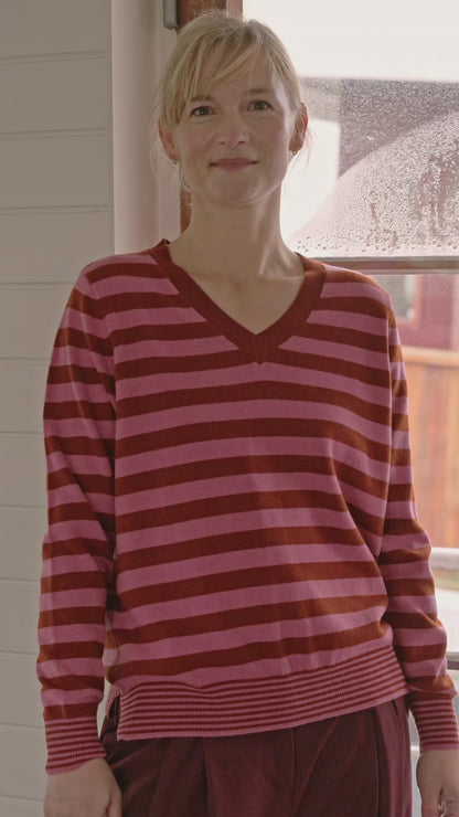 Danenote Merino Wool Sweater Berry Compote/Chili