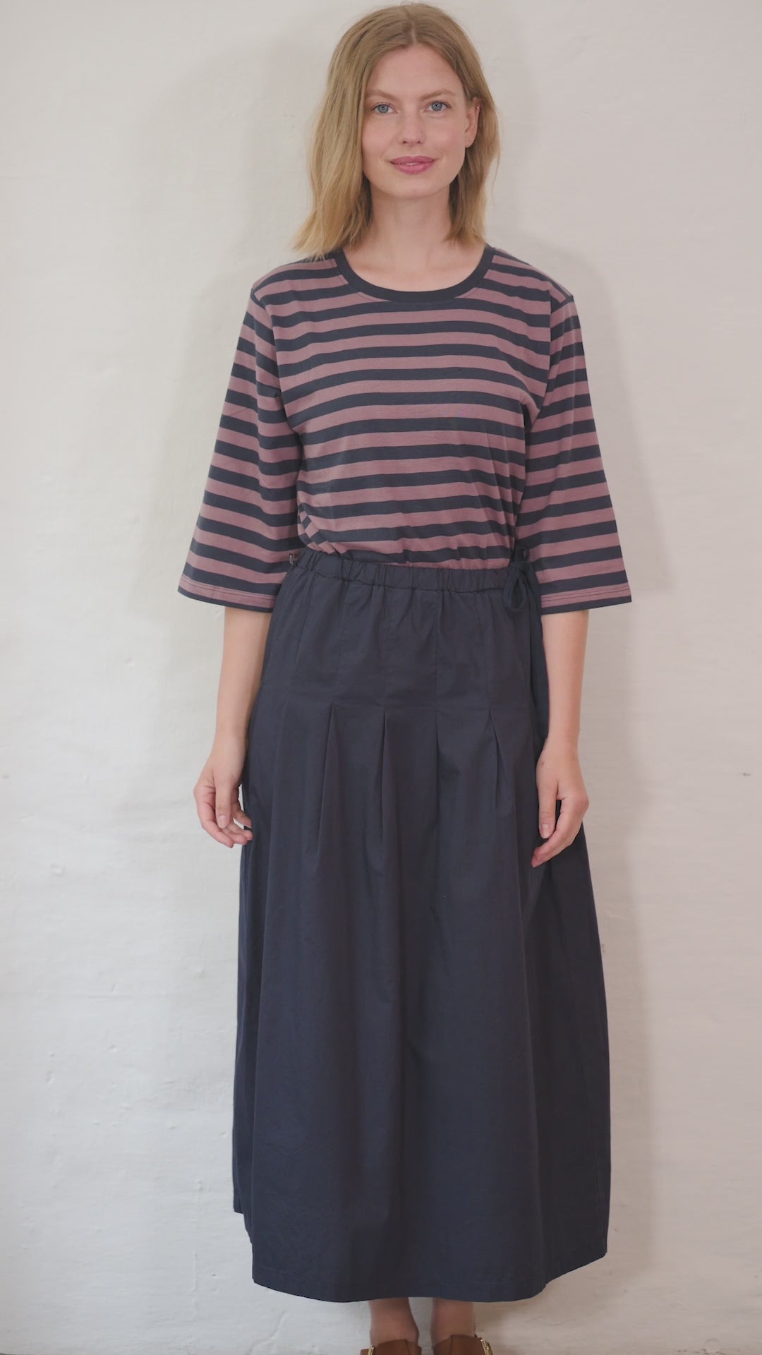 Daneminna Smooth Poplin Skirt Dark Navy