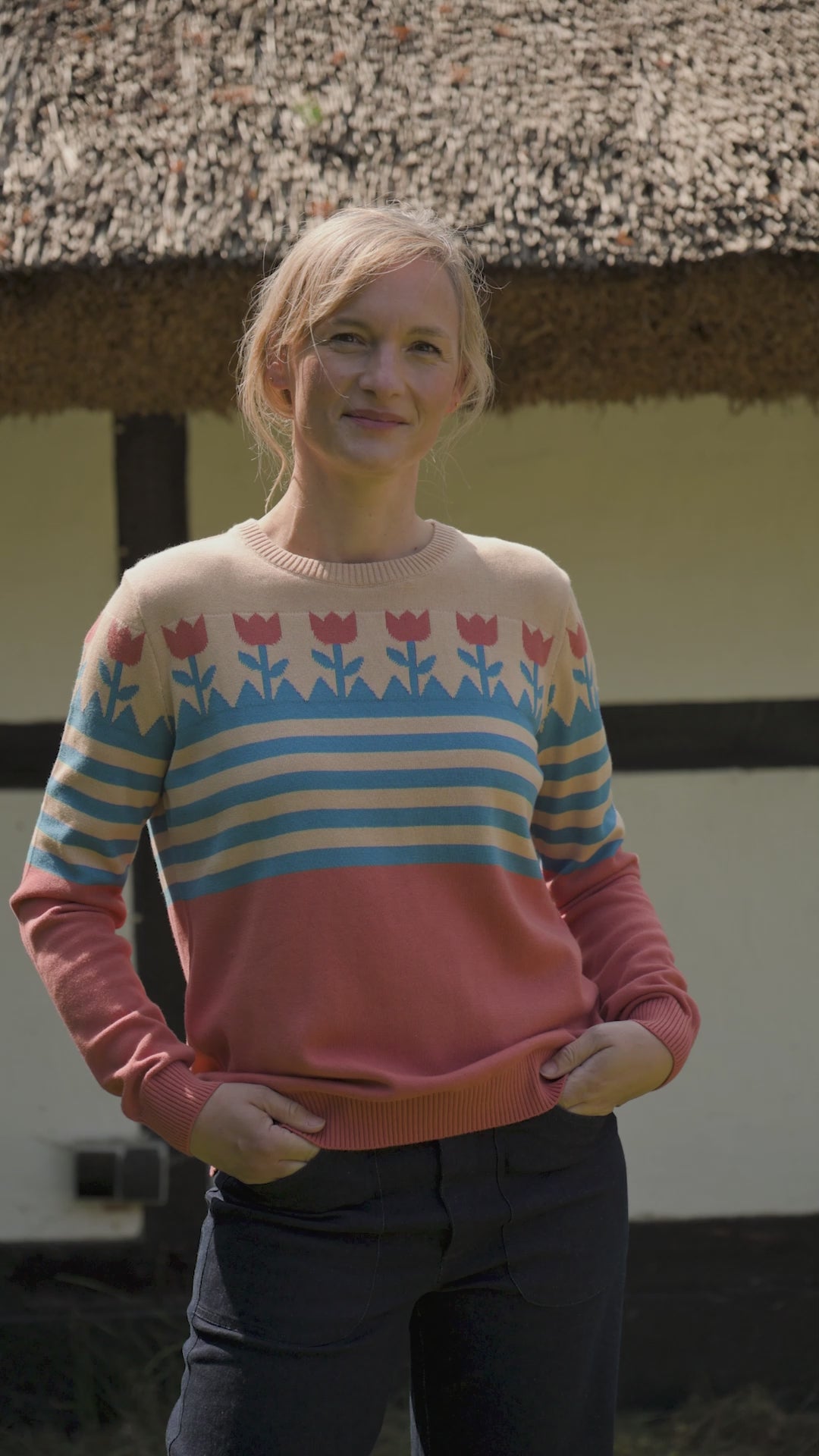 Danepearly Jaquard Cotton Sweater Aragon TULIP