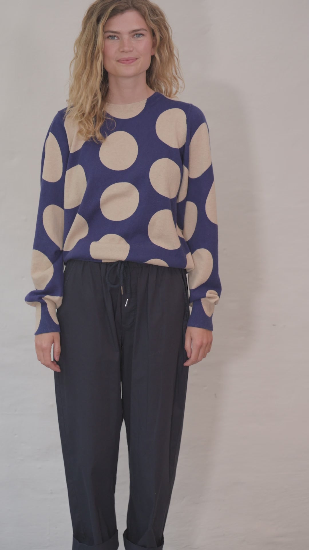 Danesvale Wool-Mix AOP Sweater Dark Blue/Light Beige MEGADOT