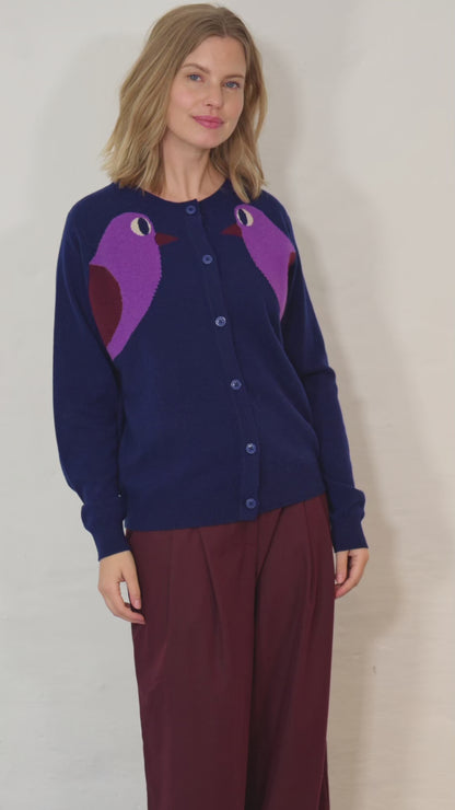 Danelife Merino Wool Cardigan Deep Blue BIRD