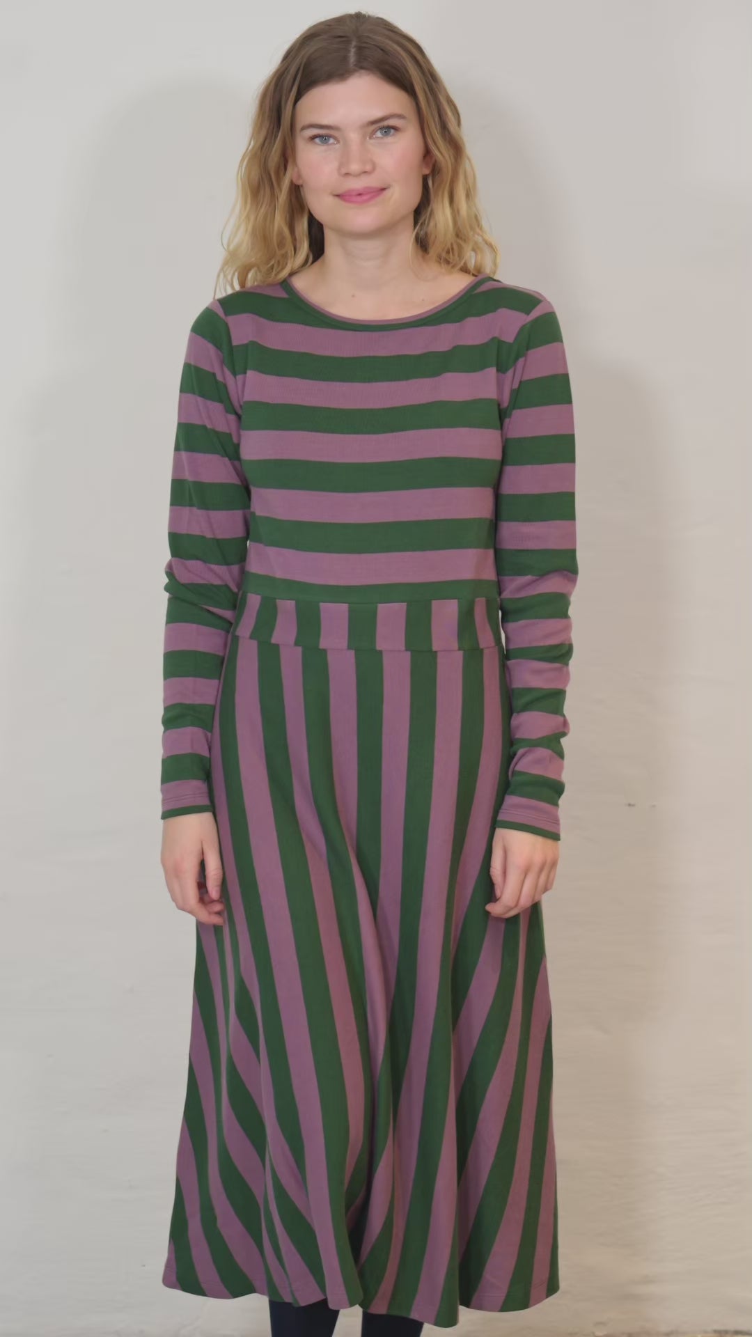 Daneviborg LS Interlock Dress Dark Forest/Grey Plum