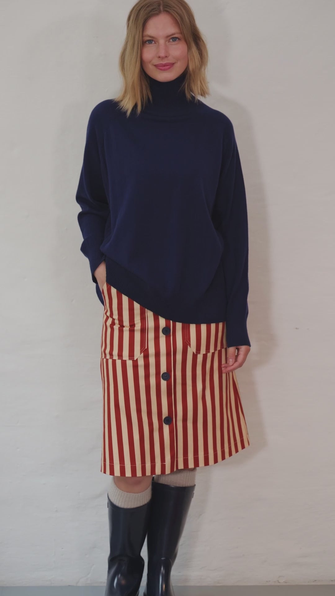 Danekage Stretch Canvas Skirt Chili/Nougat