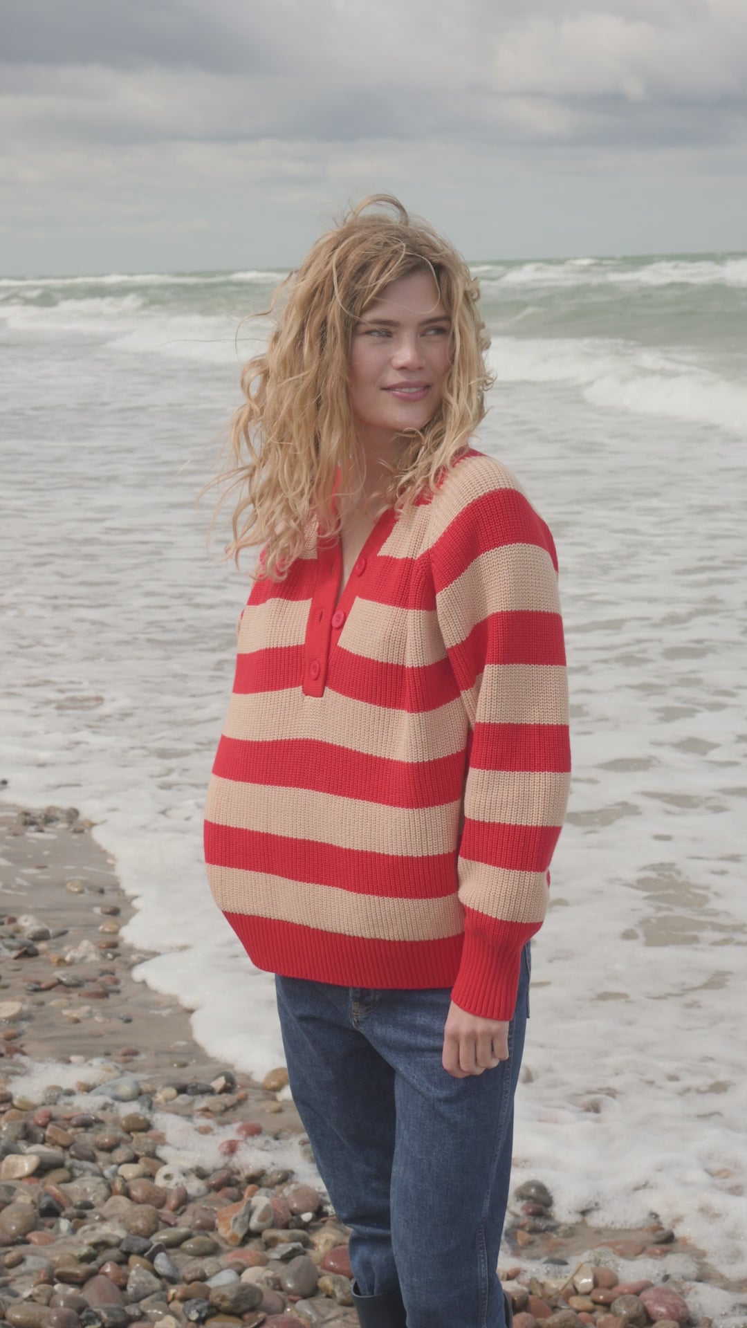 Danediscreet Boxy Knit Sweater Summer Red/Nougat