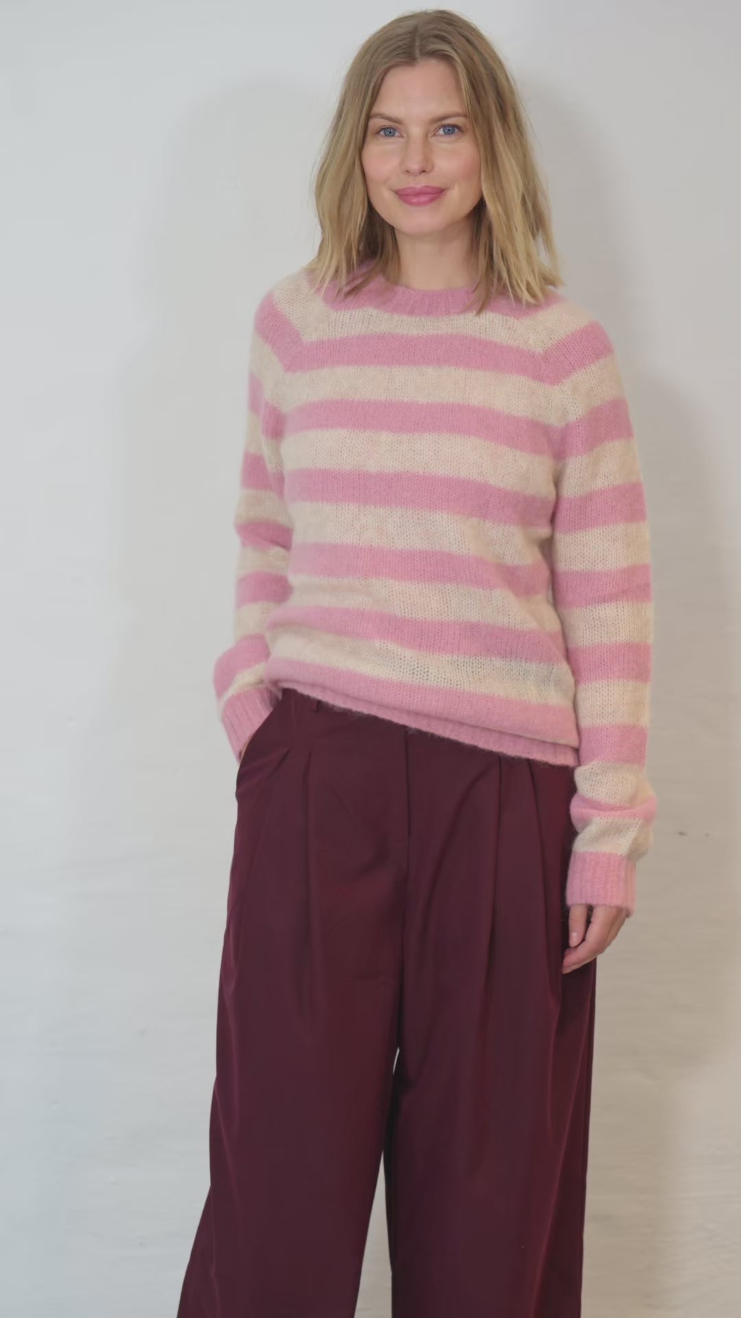 Daneherbal Mohair Sweater Cold Pink/Light Beige