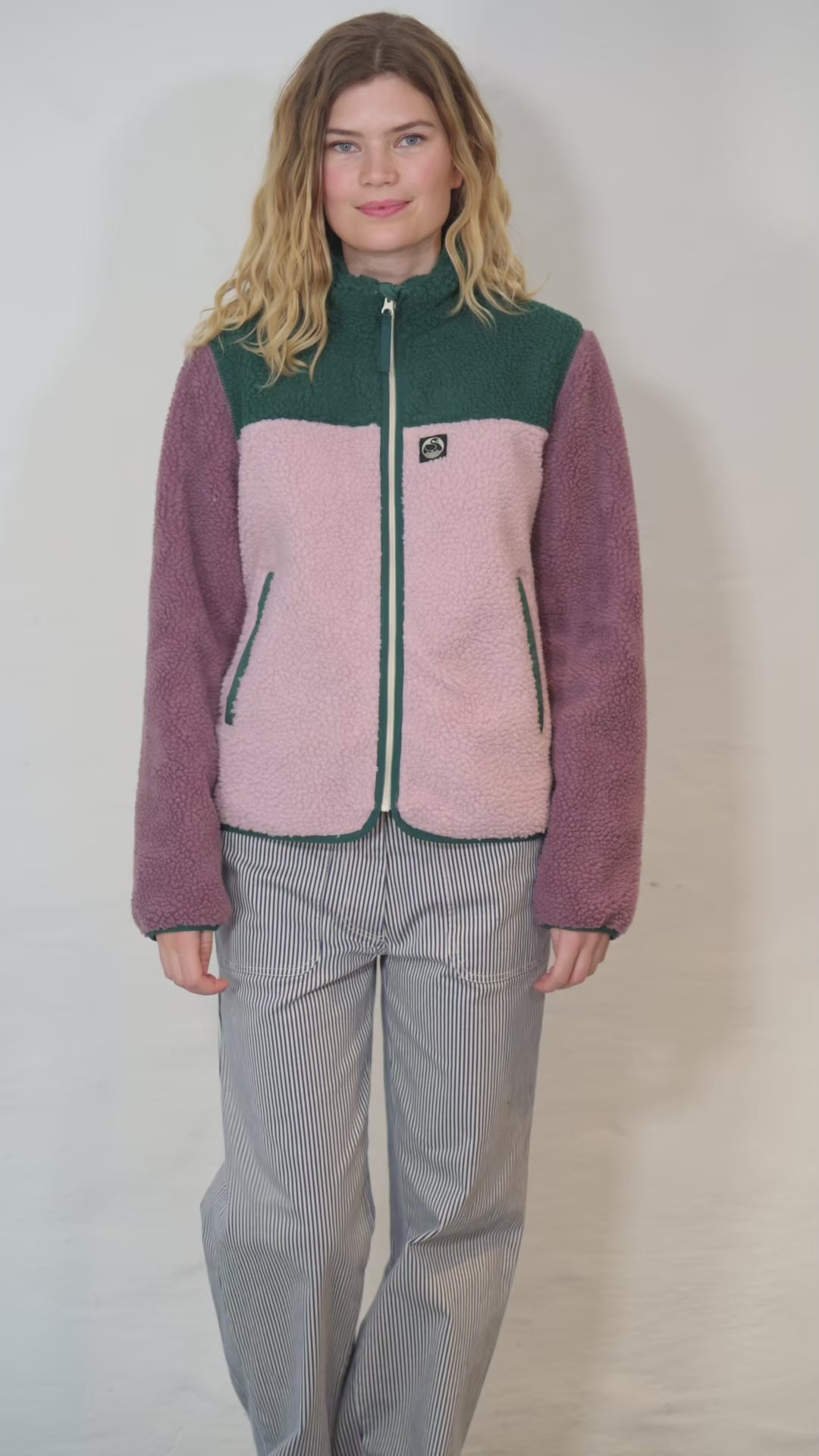 Danebirk Fleece Zip-Up Canard/Cold Pink/Grey Plum