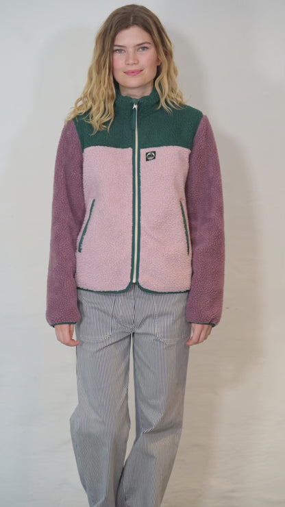 Danebirk Fleece Zip-Up Canard/Cold Pink/Grey Plum