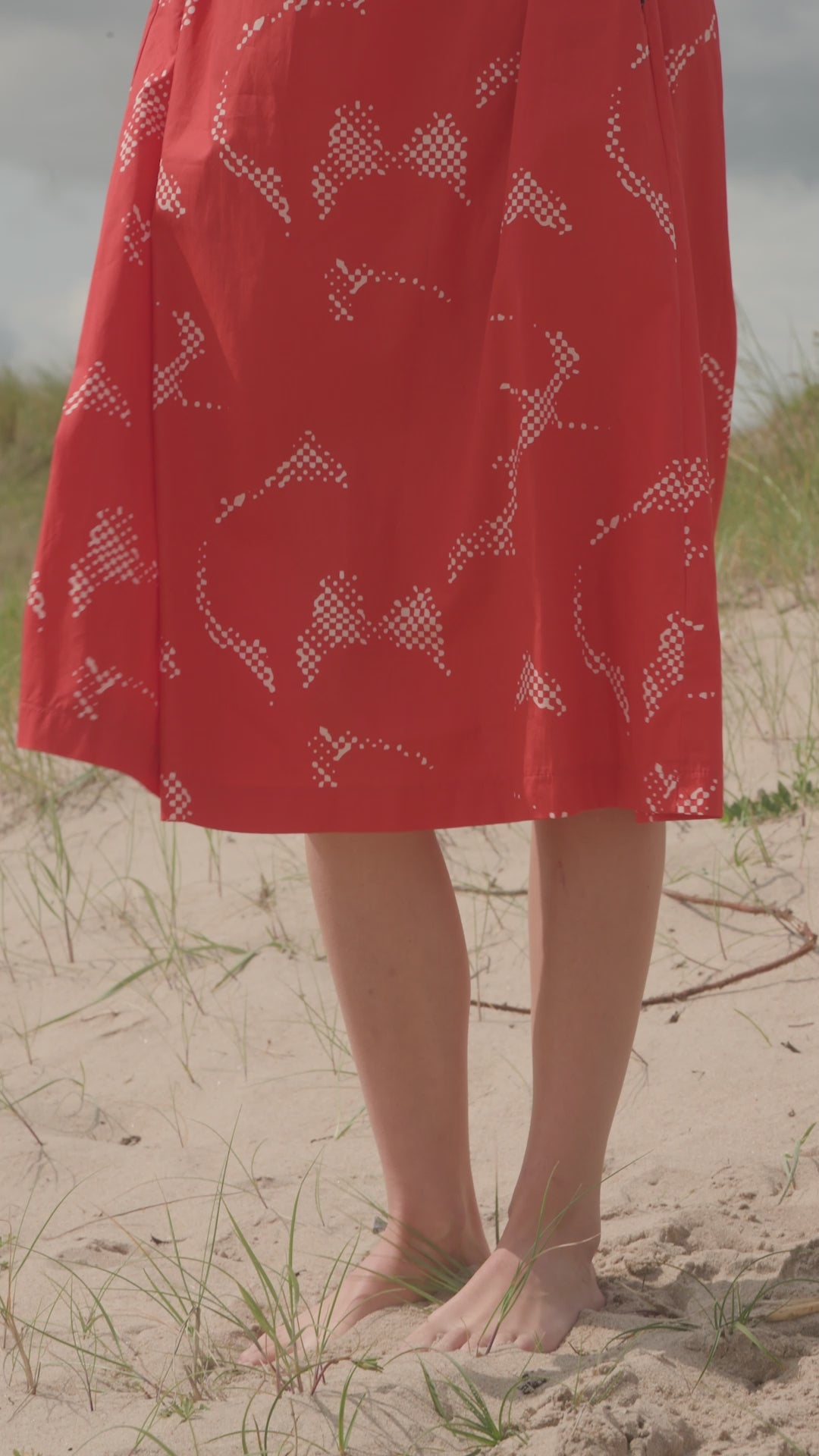 Daneguldhorn Smooth Poplin Dress Summer Red/Chalk TROPFUZZ