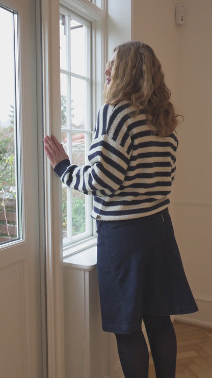 Daneva Wool Sweater Dk Navy/Lt Beige 