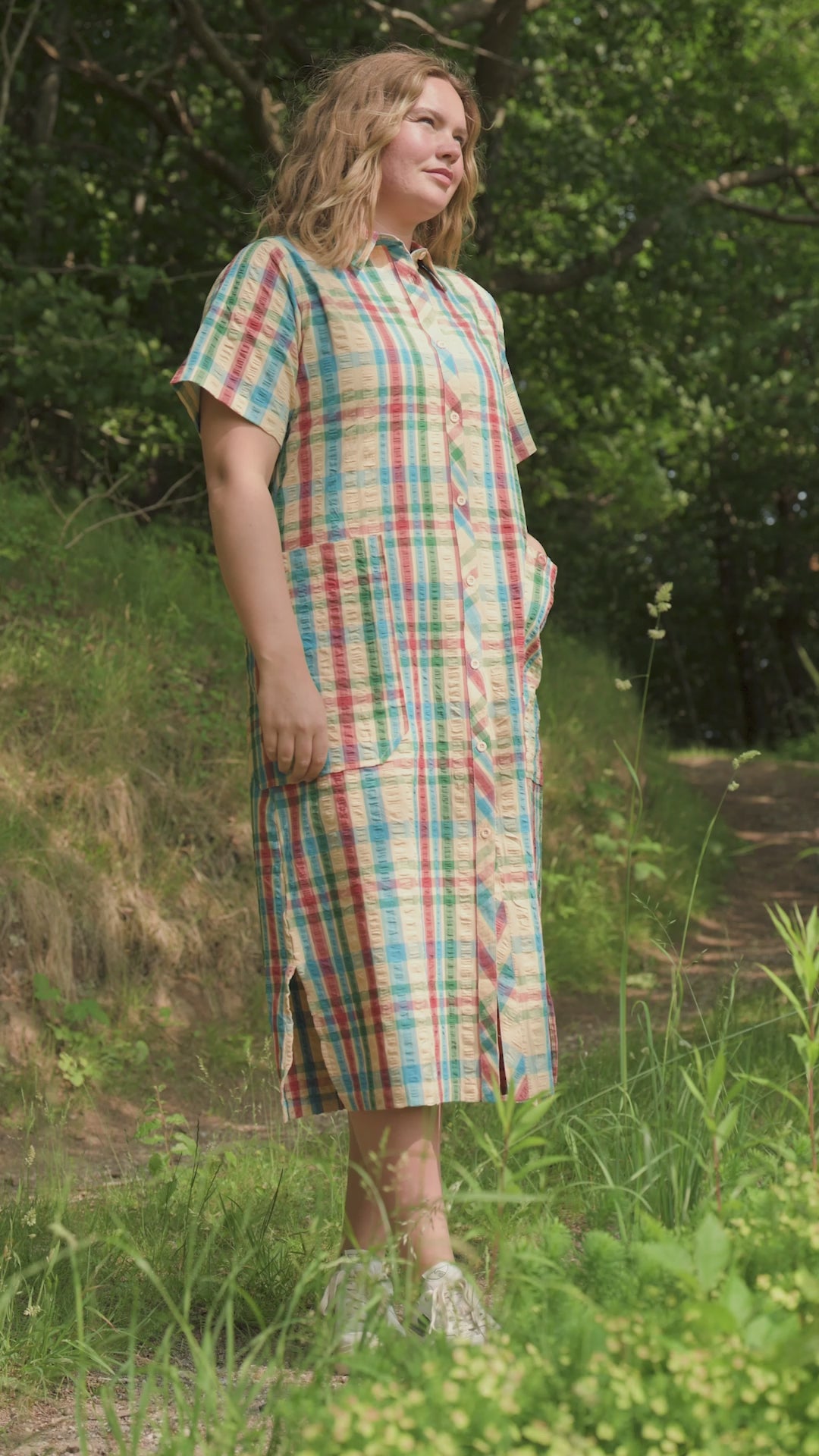 Danegardener Seersucker SS Dress Nougat CHECK