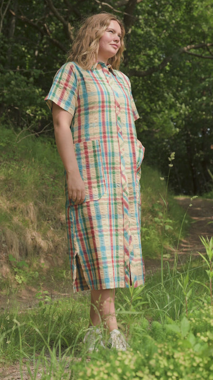 Danegardener Seersucker SS Dress Nougat CHECK