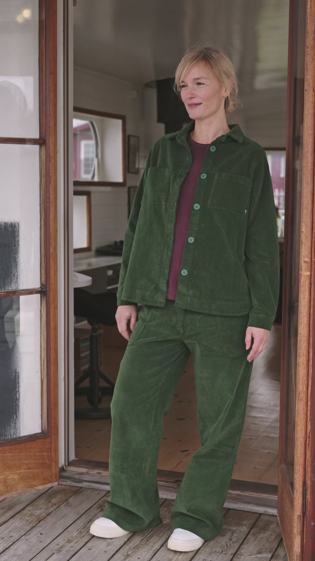 Daneplanet Cord Stretch Pants Dark Forest