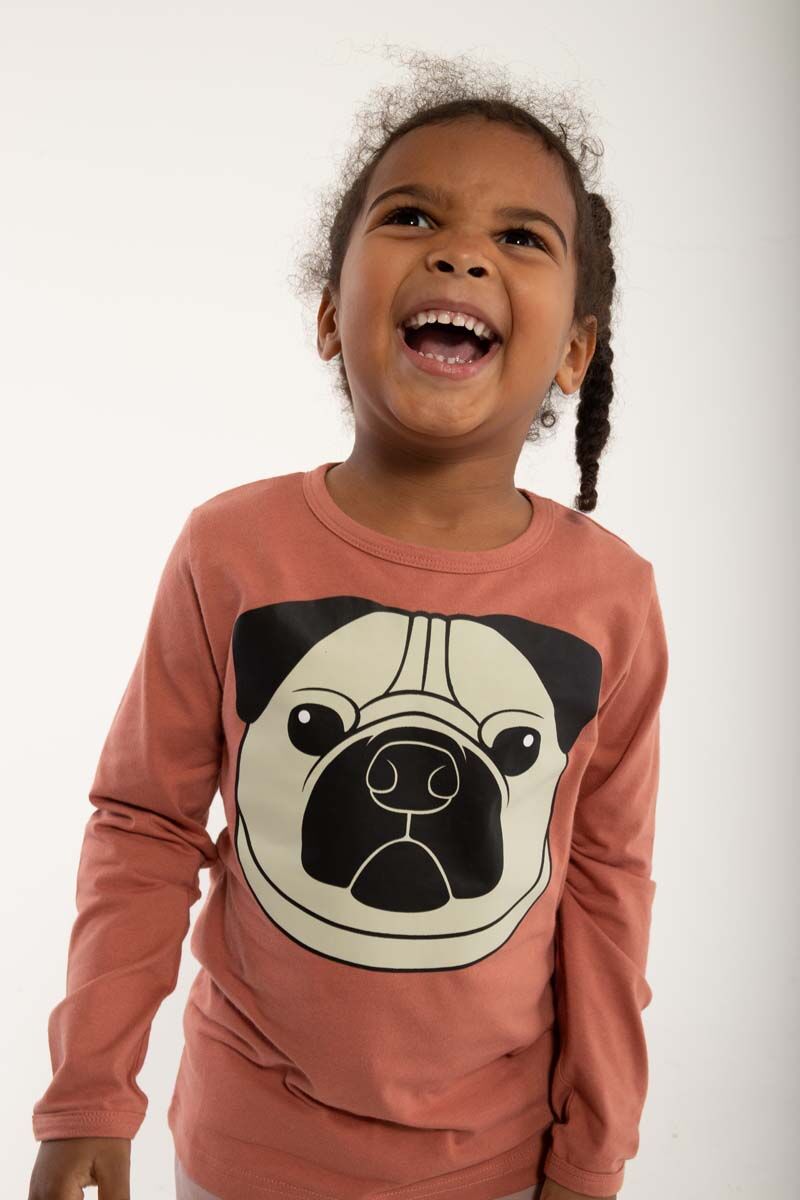 Bluse med Mops hund  til børn