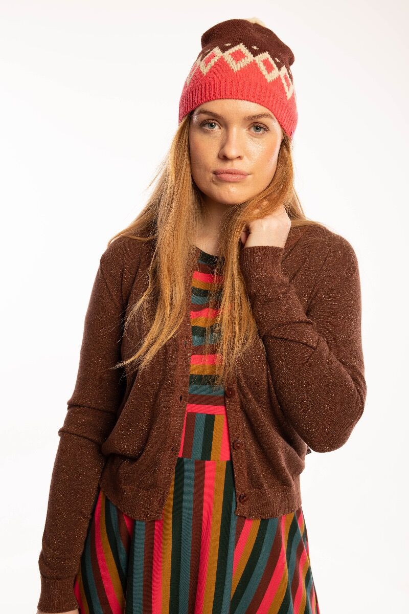 Danesaga Glitter Cardigan Cognac/Bronze glitter