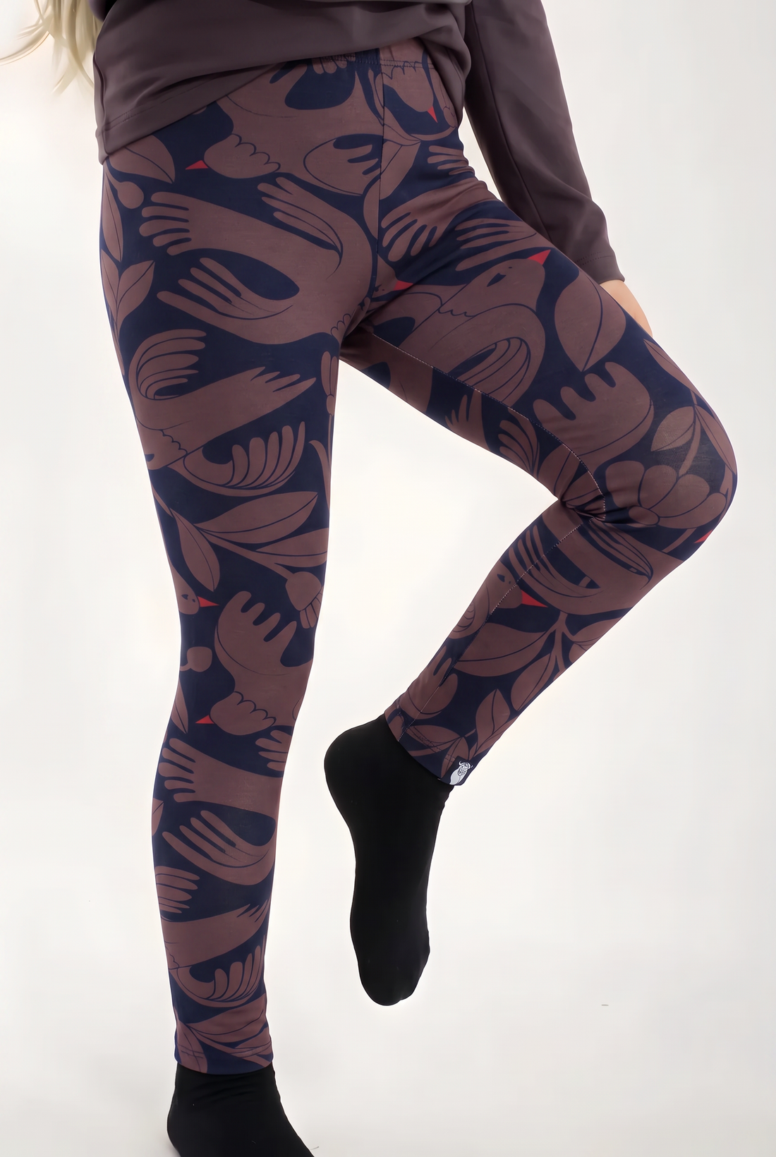 Danecheer Cotton Leggings Dark Navy/Mauve BIRDIEUP