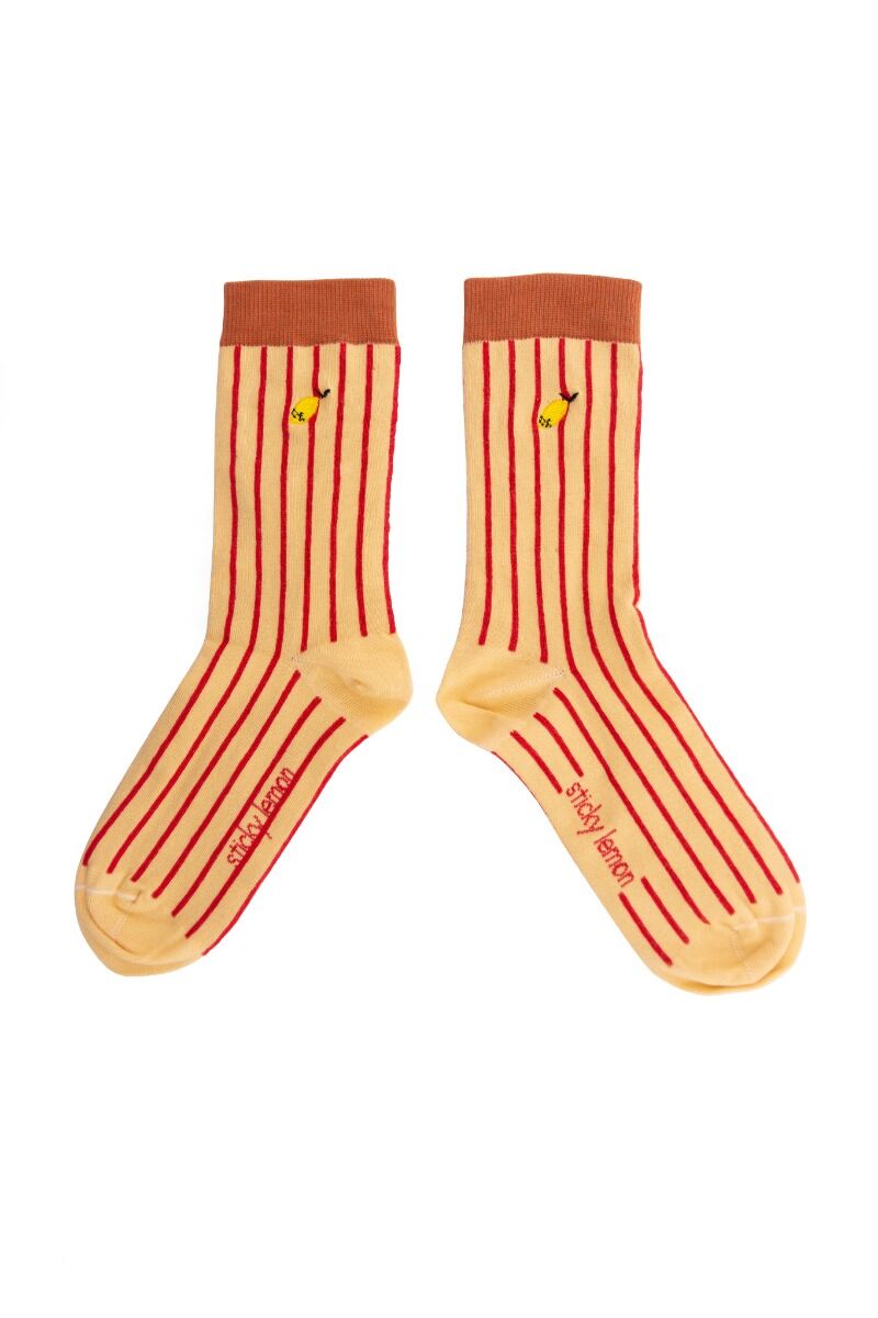 Sticky Lemon Socks Stripes Biscotti Beige