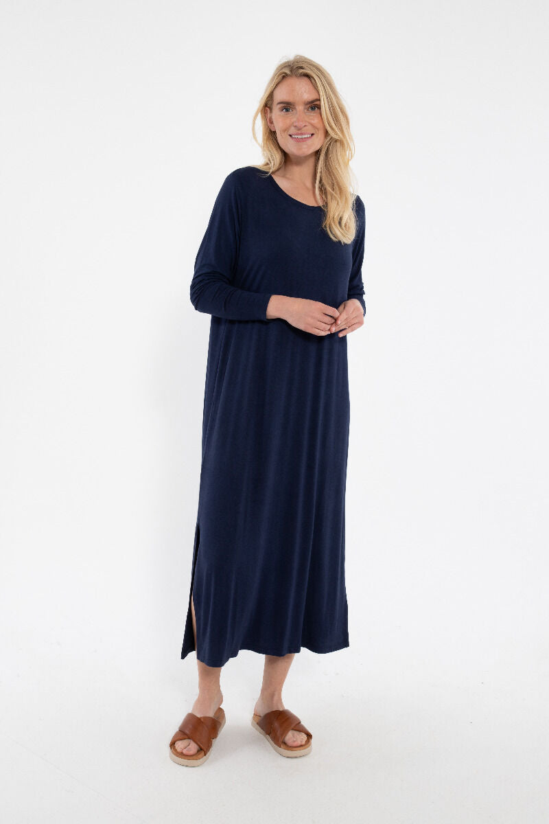 Danecasilda LS Viscose Dress Navy