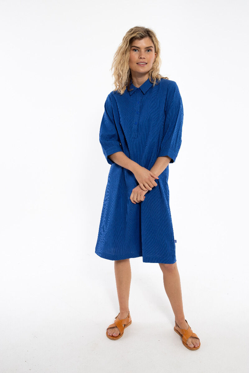 Danecarnation Seersucker Dress Deep Marine/Klein Blue