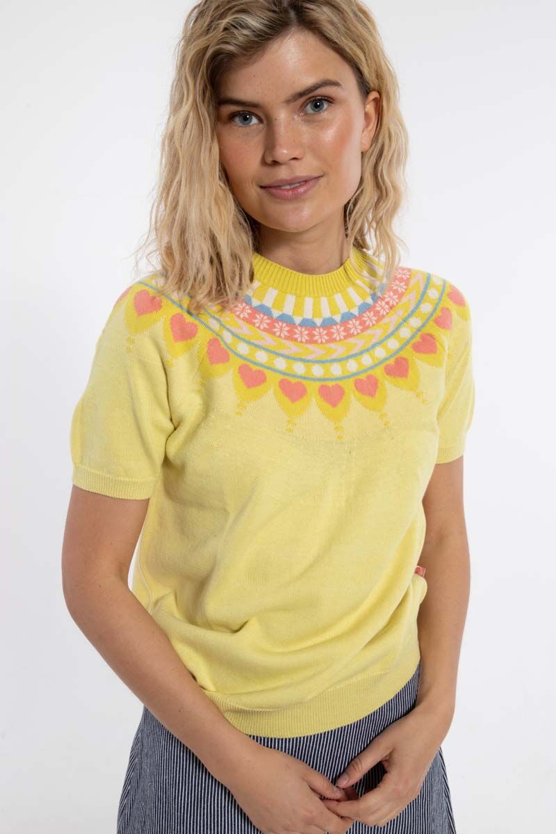 Danehope Cotton Knit Sweater Tee Pale Yellow