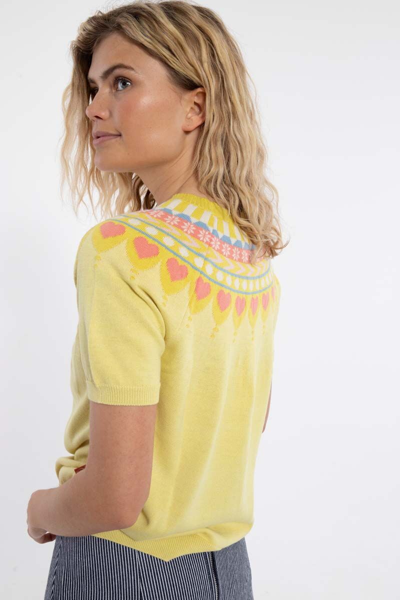 Danehope Cotton Knit Sweater Tee Pale Yellow