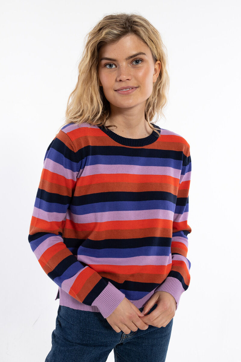 Danepearly Pearl Knit Sweater Dk Navy/Cold Purple/Bright Red